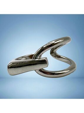 Sterling Silver 925 Adjustable Geometric Twist and Loop Ring #1447